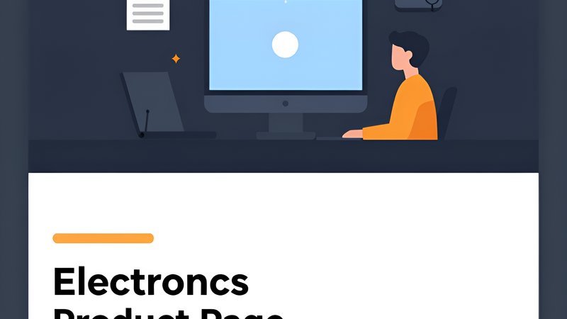 Современная иллюстрация оптимизации страницы товара электроники для SEO-продвижения интернет-магазина в стиле 2026 года